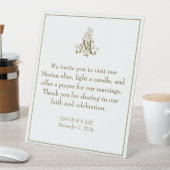 金ゴールドエレガントマリアン祈りの言葉祭壇カソリッ結婚クス 台座サイン (インサイチュ)