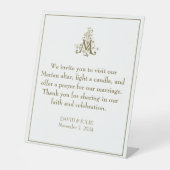 金ゴールドエレガントマリアン祈りの言葉祭壇カソリッ結婚クス 台座サイン (正面)