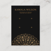 金ゴールドエレガントマンダラツーペアイヤリングディスプレイカード 名刺 (正面)