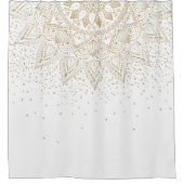 金ゴールドエレガントマンダラドットデザイン シャワーカーテン (正面)