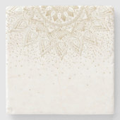 金ゴールドエレガントマンダラドットデザイン ストーンコースター (正面)