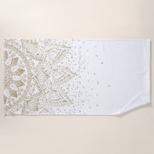 金ゴールドエレガントマンダラドットデザイン ビーチタオル (正面)