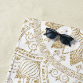 金ゴールドエレガントマンダラドットデザイン ビーチタオル (インサイチュ)