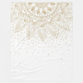 金ゴールドエレガントマンダラドットデザイン フリースブランケット (正面)