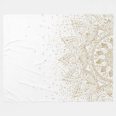 金ゴールドエレガントマンダラドットデザイン フリースブランケット (正面(横))