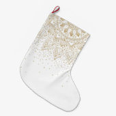 金ゴールドエレガントマンダラドットデザイン ラージクリスマスストッキング (正面 (吊り時))