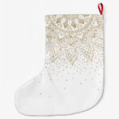 金ゴールドエレガントマンダラドットデザイン ラージクリスマスストッキング (裏面)