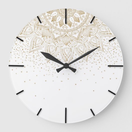 金ゴールドエレガントマンダラドットデザイン ラージ壁時計 (正面)