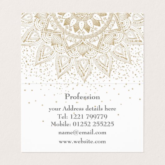 金ゴールドエレガントマンダラドットデザイン 名刺 (内部フラット)