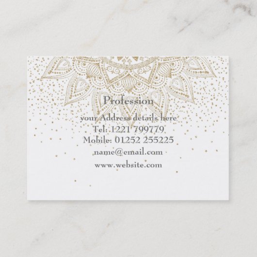 金ゴールドエレガントマンダラドットデザイン 名刺 (裏面)