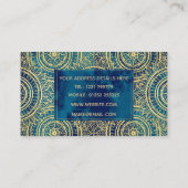 金ゴールドエレガントマンダラヒマワリ青模様 名刺 (裏面)