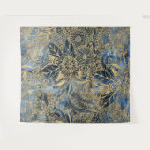 金ゴールドエレガントマンダラフラワーズブルーネブラ タペストリー (正面(横))