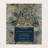 金ゴールドエレガントマンダラフラワーズブルーネブラ 名刺 (内部フラット)