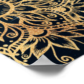 金ゴールドエレガントマンダラフローラグリーンブルー ポスター (角)