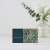 金ゴールドエレガントマンダラフローラグリーンブルー 名刺 (スタンド正面)