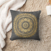 金ゴールドエレガントマンダラフローラルパターン装飾用クッション クッション (ブランケット)