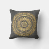 金ゴールドエレガントマンダラフローラルパターン装飾用クッション クッション (裏面)