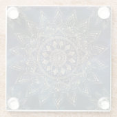 金ゴールドエレガントマンダラブルー銀河系 ガラスコースター (裏面)