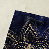 金ゴールドエレガントマンダラブルー銀河系 ビーチタオル (インサイチュ)