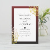 金ゴールドエレガントマンダラレッドインディアン結婚ズ 招待状 (スタンド正面)