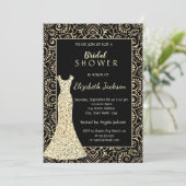 金ゴールドエレガントマンダラ、グリッタードレスブライダルシャワー 招待状 (スタンド正面)