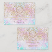 金ゴールドエレガントマンダラ&ホログラフィックグリッターデザイン 名刺 (正面/裏面)