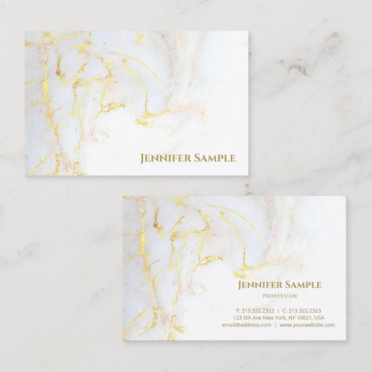 金ゴールドエレガントマーブルテンプレートゴールデンモダントレンディー 名刺 (正面/裏面)