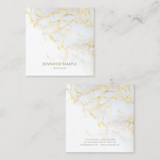 金ゴールドエレガントマーブルテンプレートラグジュアリーゴールデンモダン スクエア名刺 (正面/裏面)
