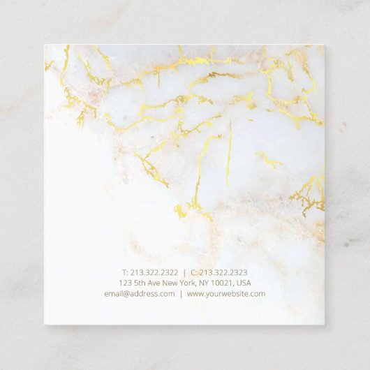金ゴールドエレガントマーブルテンプレートラグジュアリーゴールデンモダン スクエア名刺 (裏面)