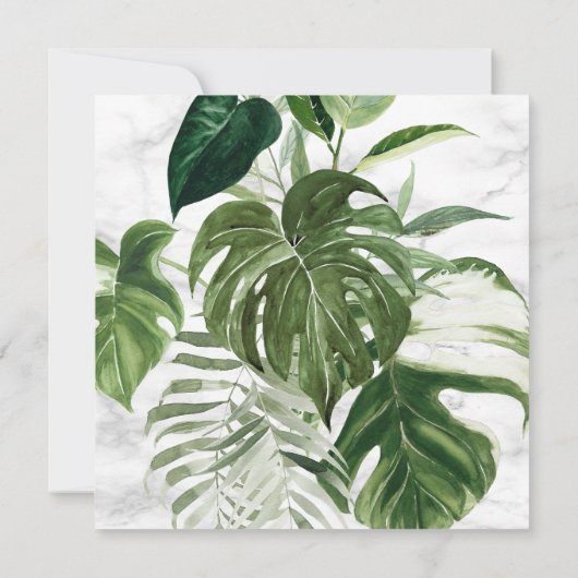 金ゴールドエレガントマーブルトロピカルリーススクエアシャワー 招待状 (裏面)