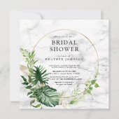 金ゴールドエレガントマーブルトロピカルリーススクエアシャワー 招待状 (正面)