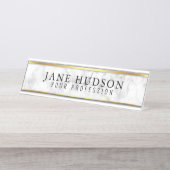 金ゴールドエレガントマーブルモダンデスク名プレート デスクネームプレート (正面)