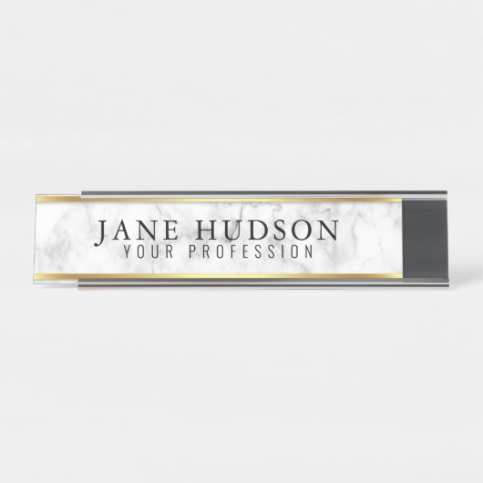 金ゴールドエレガントマーブルモダンデスク名プレート デスクネームプレート (正面)