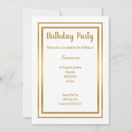 金ゴールドエレガントマーメイドインスパイアすべての行事 招待状 (正面)