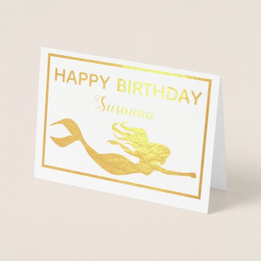 金ゴールドエレガントマーメイドハッピーバースデー実在 箔カード (正面)