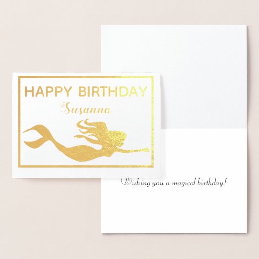 金ゴールドエレガントマーメイドハッピーバースデー実在 箔カード (ディスプレー)