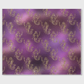金ゴールドエレガントマーメイドパターンパープルメタリック光沢 ラッピングペーパー (フラット)