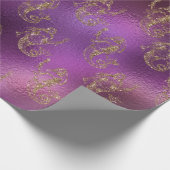 金ゴールドエレガントマーメイドパターンパープルメタリック光沢 ラッピングペーパー (角)