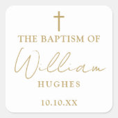 金ゴールドエレガントミニマリスト洗礼《キリスト教》洗礼式や命名式 スクエアシール (正面)