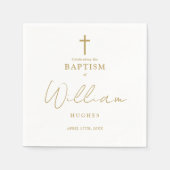 金ゴールドエレガントミニマリスト洗礼《キリスト教》洗礼式や命名式 スタンダードカクテルナプキン (正面)