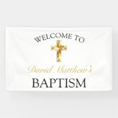 金ゴールドエレガントミニマルベビーバプテスムウェルカム 横断幕 (横)