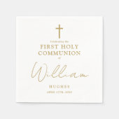 金ゴールドエレガントミニマル第一聖餐式 スタンダードカクテルナプキン (正面)