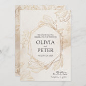 金ゴールドエレガントミニマル結婚式招待状 招待状 (正面/裏面)