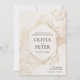 金ゴールドエレガントミニマル結婚式招待状 招待状