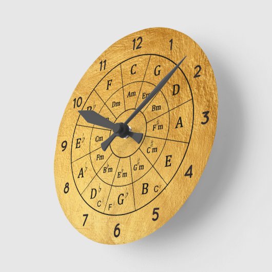 金ゴールドエレガントミュージカル音楽第50回音楽会 ラウンド壁時計 (傾斜)