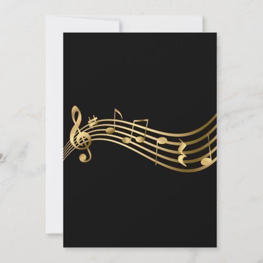 金ゴールドエレガントミュージックノート40thバースデーブラック 招待状 (裏面)