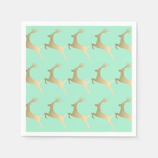 金ゴールドエレガントミントクリスマストナディアパターン スタンダードカクテルナプキン (正面)