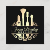 金ゴールドエレガントメイクアップツール美しい業界 スクエア名刺 (正面)