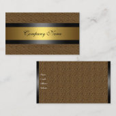 金ゴールドエレガントメタルブラックブラウンレザー 名刺 (正面/裏面)