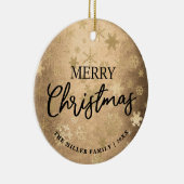 金ゴールドエレガントメリークリスマスの雪片パターン セラミックオーナメント (右)